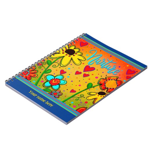フローラカスタムハートイエローおもしろいカラフルハグリー ノートブック (左側)