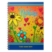フローラカスタムハートイエローおもしろいカラフルハグリー ノートブック (正面)