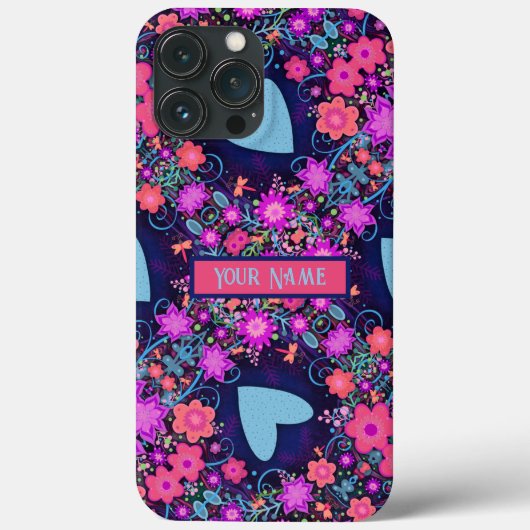 フローラカスタムハートパターン青い吸光度 Case-Mate iPhoneケース (裏面)