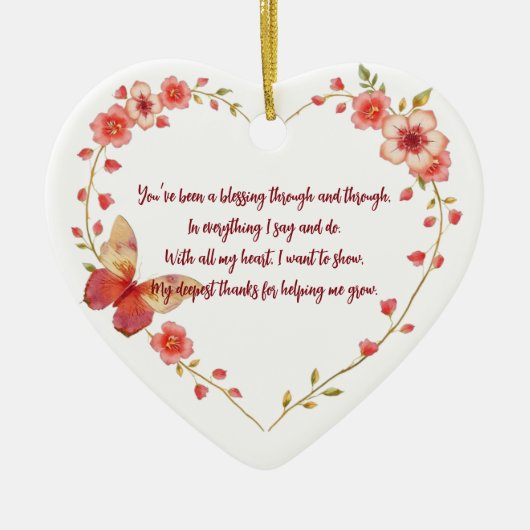 フローラカスタムハートメンターありがとう セラミックオーナメント (正面)
