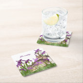 フローラカスタムバニーラビットパープルアイリス スクエアペーパーコースター (インサイチュ)