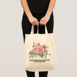 フローラカスタムバラがアートワークのスローガンを置き換える食料品店 トートバッグ