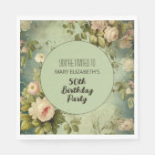 フローラカスタムバラグリーナリーBIrthdayパーティー スタンダードランチョンナプキン (正面)