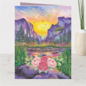 フローラカスタムパープルHamsaハンドオブファティマ挨拶 カード (裏面)