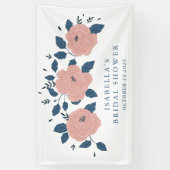 フローラカスタムピンクブルーブライダルシャワーへようこそ 横断幕 (縦)