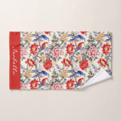 フローラカスタムピンクブルーレッドバード バスタオルセット (ハンドタオル)