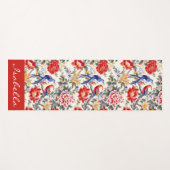 フローラカスタムピンクブルーレッドバード ヨガマット (正面(横))