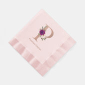 フローラカスタムブーケ文字Pモノグラム 縁ありランチョンナプキン (角)