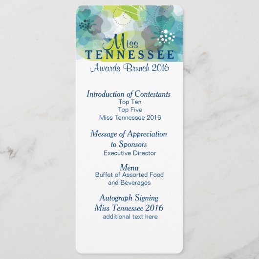 フローラカスタムページアンアワードBrunchプログラムカード2 メニュー (正面)