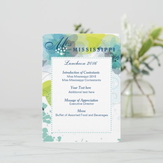 フローラカスタムページンランチョンプログラムカード メニュー (スタンド正面)