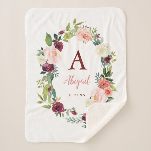 フローラカスタムボホリースブルガンディシェルパブランケット シェルパブランケット (正面)