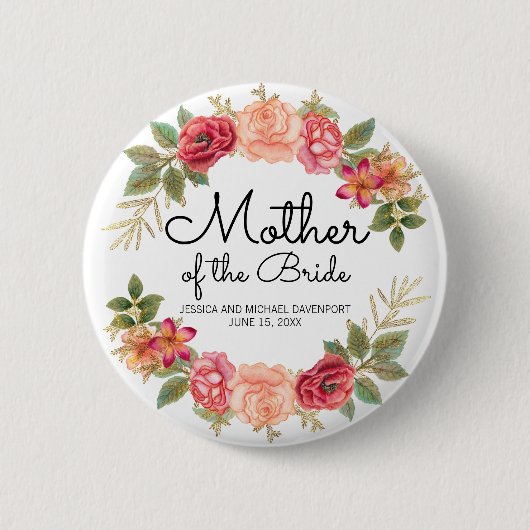 フローラカスタムマザーオブザブリーズピンクレッドリース 缶バッジ (正面)