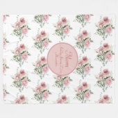 フローラカスタムマピンクローズ4から8の子供の名前 フリースブランケット (正面(横))