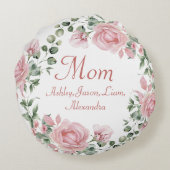 フローラカスタムマピンクローズ4から8の子供の名前 ラウンドクッション (裏面)