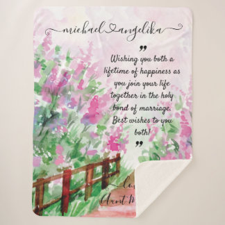 フローラカスタムメッセージ毛布（新婚の場合） シェルパブランケット