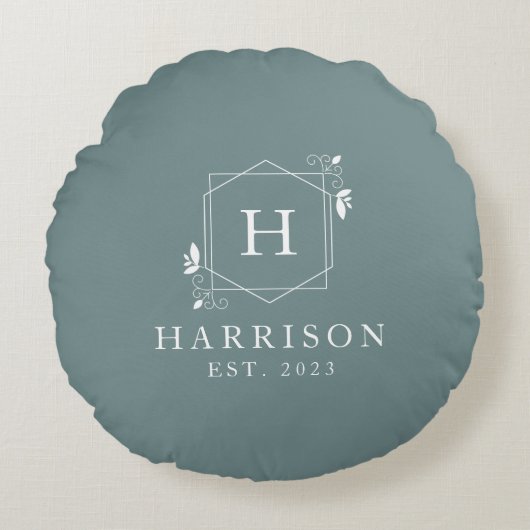 フローラカスタムモノグラムイニシャル贅沢 ラウンドクッション (正面)