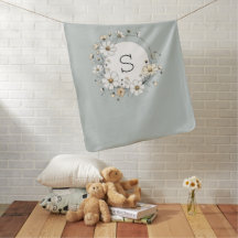 フローラカスタムモノグラムベビーガールボホセージグリーン