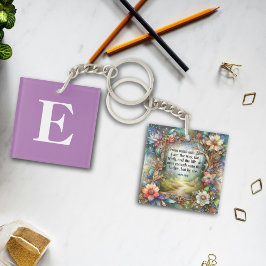 フローラカスタムモノグラム感動的クリスチャン キーホルダー