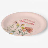 フローラカスタムワイルドフラワーBIrthdayパーティー ペーパープレート (アングル)