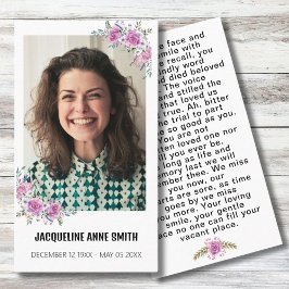 フローラカスタム写真葬儀記念祈りの言葉カード 名刺