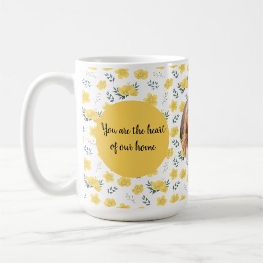 フローラカスタム写真 | 母の日の贈り物 | イエロー コーヒーマグカップ (左)