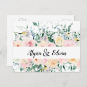 フローラカスタム新郎新婦の名前日付を保存 ポストカード (正面/裏面)