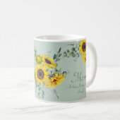 フローラカスタム母ひまわり花4～8子供の名前 コーヒーマグカップ (正面右)