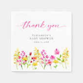 フローラカスタム赤ちゃんシャワーピンク野草 スタンダードカクテルナプキン (正面)