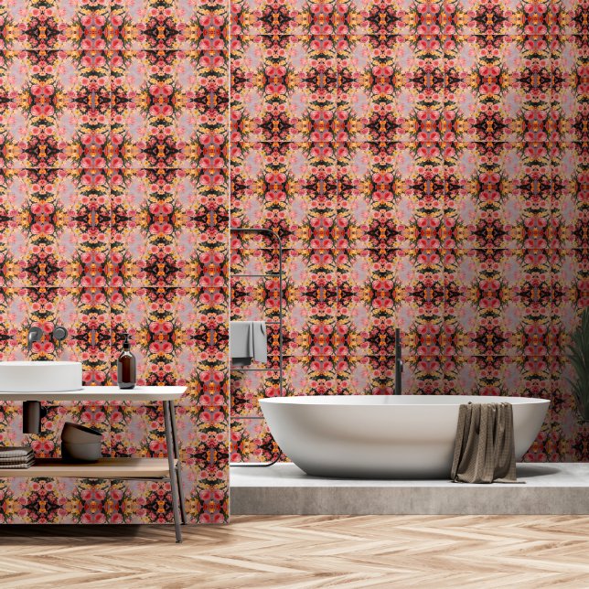 フローラカスタム2' x 4'、テクスチャードビニル 壁紙 (浴室)
