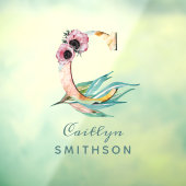 フローラカスタムC文字の水の色の葉モノグラム ウィンドウサイン (シート3)