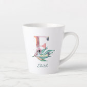 フローラカスタムEレターウオータカラー葉モノグラム カフェラテマグ (右)