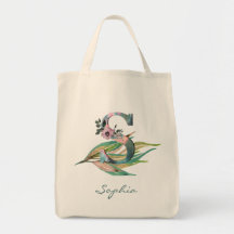 フローラカスタムS文字の水色の葉モノグラム