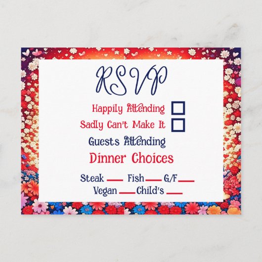 フローラカップルユニークウェディングRSVP ポストカード (裏面)