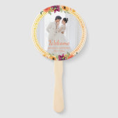 フローラカップル写真ベージュウェディングプログラム ハンドファン (正面)