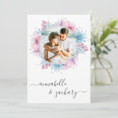 *～*フローラカップル写真RSVP + QR AR6 結婚 Inv 招待状 (スタンド正面)