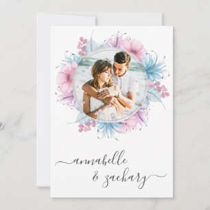 *~*フローラカップル写真RSVP + QR AR6 結婚 Inv 招待状