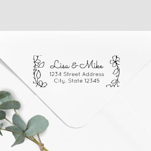 フローラカップル結婚名の差出人住所 ラバースタンプ