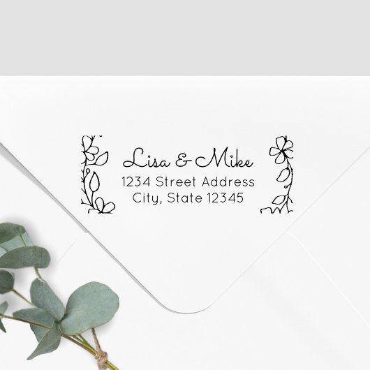 フローラカップル結婚名の差出人住所 ラバースタンプ