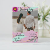 フローラカップル結婚式招待状テンプレート エレガント 招待状 (スタンド正面)