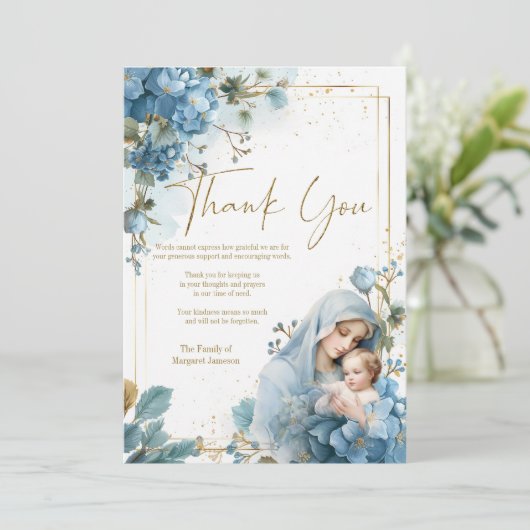 フローラカトリックのメアリー葬儀の弔問悔やみや弔慰 サンキューカード (スタンド正面)