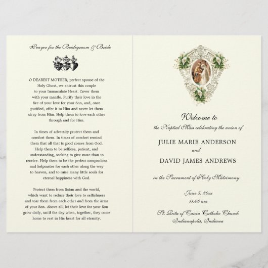 フローラカトリックのラテン質量結婚式 プログラム (正面)