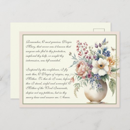 フローラカトリックの記憶祈りの言葉へヴァージンメアリー ポストカード (正面/裏面)