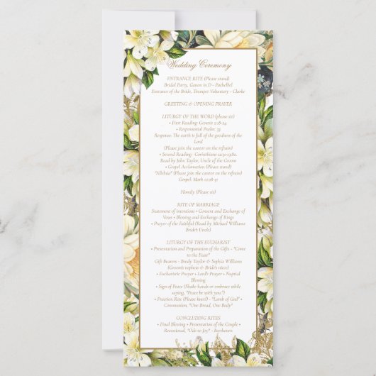 フローラカトリック結婚の全会式計画 (裏面)