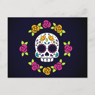 フローラカトリーナスカル Dia De Los Muertos シーズンポストカード