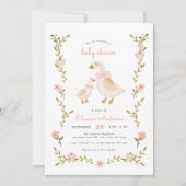 フローラカボチャのガチョウの女の子の赤ちゃんシャワー 招待状 (正面)