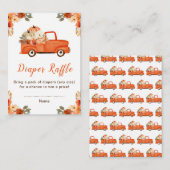フローラカボチャのトラック赤ちゃんシャワーおむつラッフル エンクロージャーカード (正面/裏面)
