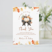 フローラカボチャの赤ちゃんシャワーと格子付きリボン サンキューカード (スタンド正面)