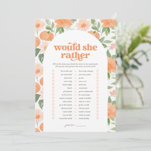 フローラカボチャの赤ちゃんシャワー彼女はむしろゲーム 招待状 (スタンド正面)