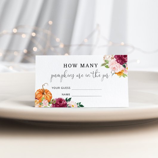 フローラカボチャはカボチャのゲームの数を推測する エンクロージャーカード