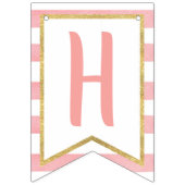 フローラカボチャハッピーバースデーバナー – ピンクストライプ色 バンティングフラッグ (第2の旗)